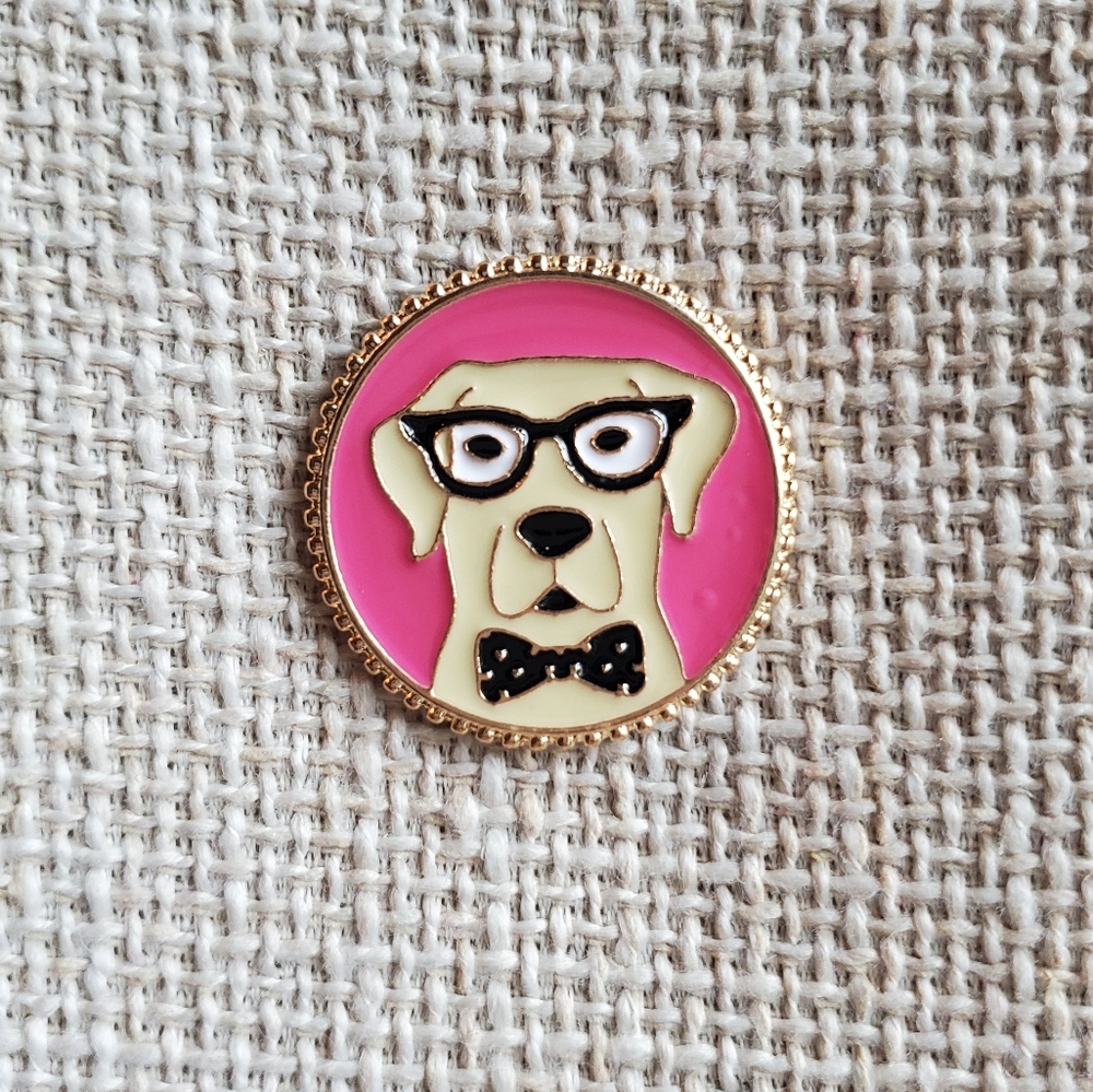 Lab Dog with Glasses Enamel Pin
